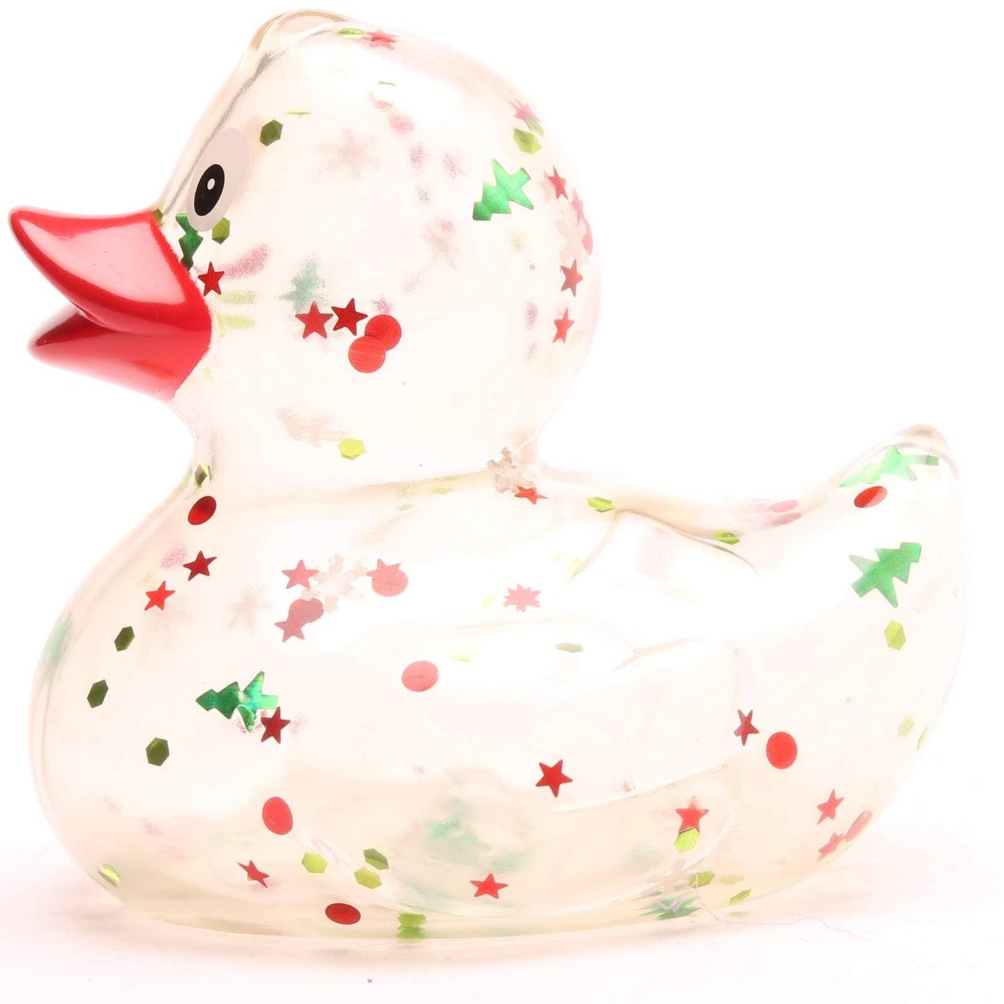Glitter Christmas Theme Rubber Duck (red beak)