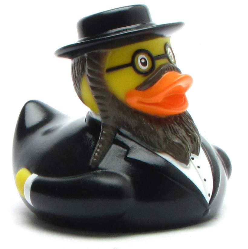 Jewish Rabbi Rubber Duck (black hair)