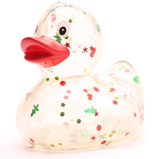 Glitter Christmas Theme Rubber Duck (red beak)