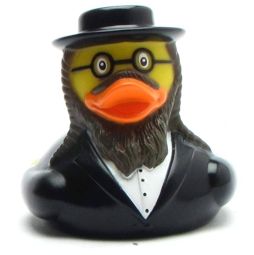 Jewish Rabbi Rubber Duck (black hair)
